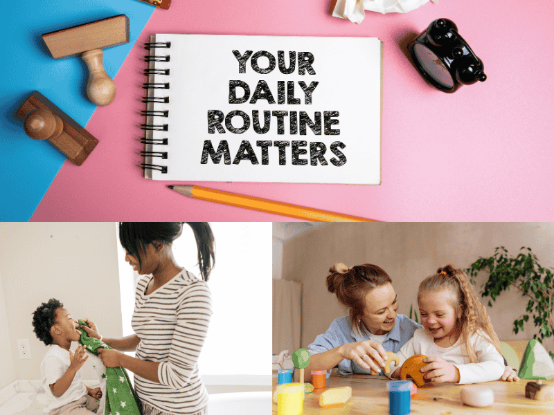 Child using a calming device as part of their daily routine at home